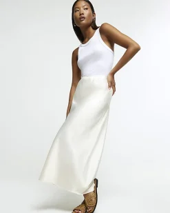 Petite stone satin maxi skirt