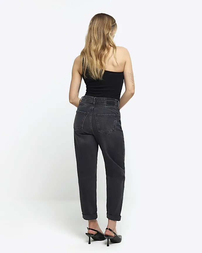 Petite Washed Black Mom Sculpt Jeans