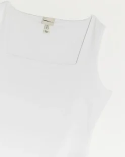 Petite white square neck bodysuit