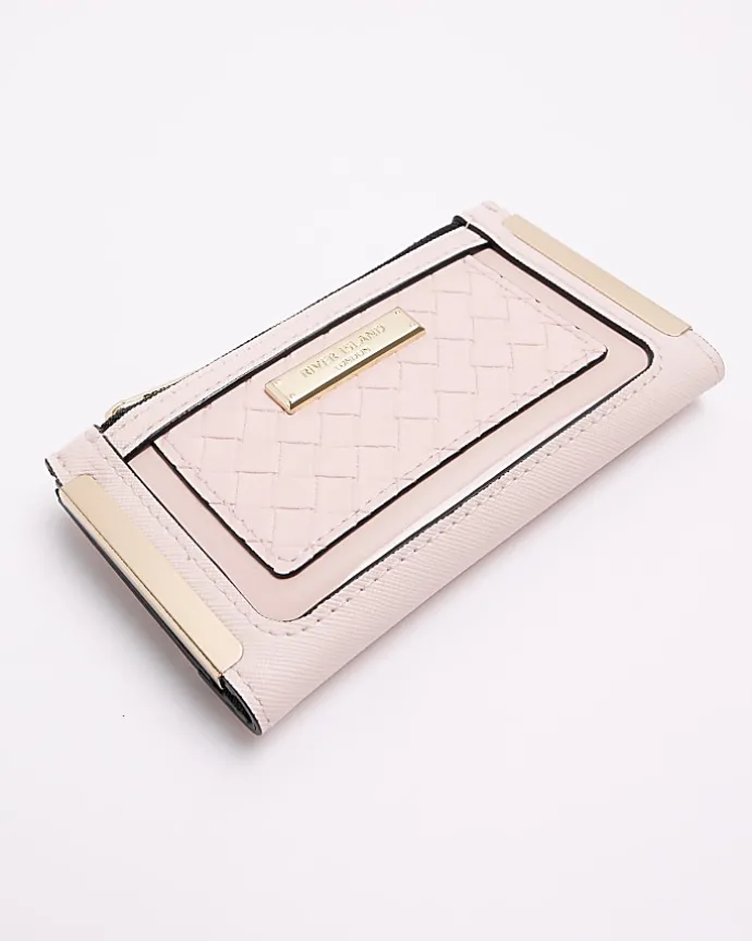 Pink embossed weave purse