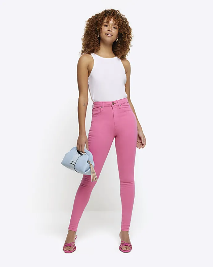 Pink high waisted bum sculpt jeggings