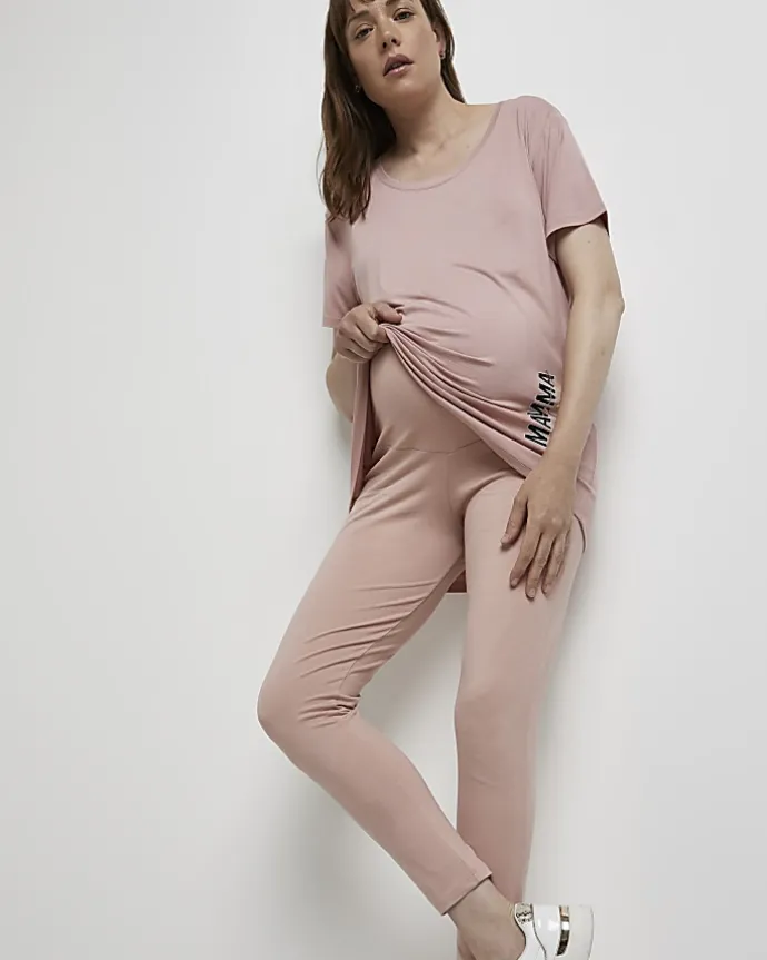 Pink maternity leggings