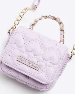 Pink quilted heart cross body bag