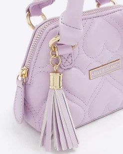 Pink quilted heart mini tote bag