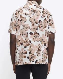 Pink regular fit floral short sleeve shirt