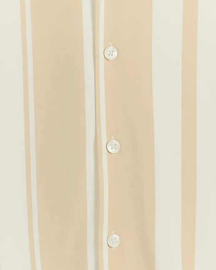 Pink regular fit stripe revere shirt