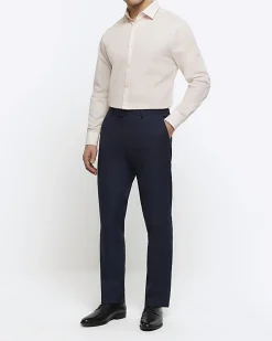 Pink slim fit long sleeve smart shirt