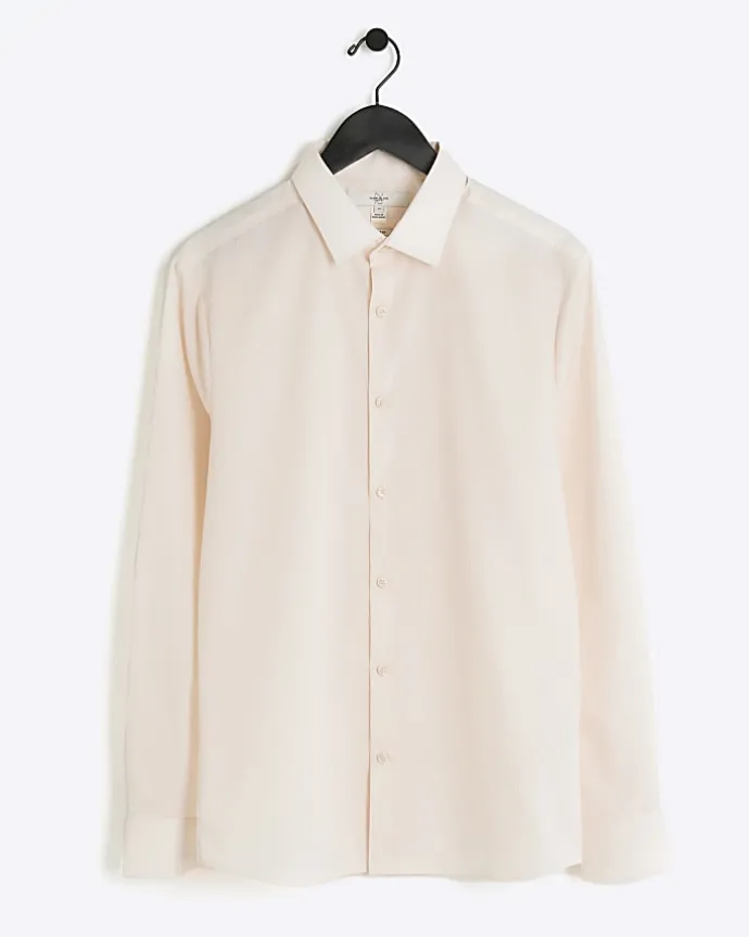 Pink slim fit long sleeve smart shirt