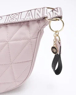 Pink soft quilted cross body bag