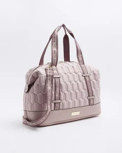 Pink soft quilted travel bag