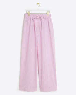 Pink stripe straight pull on trousers
