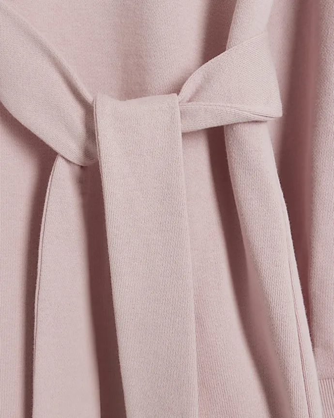 Pink tie side sweatshirt mini dress