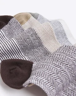 5PK beige textured ankle socks