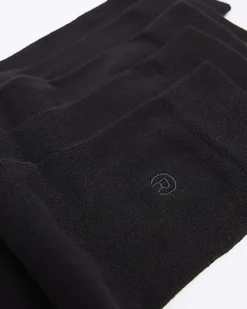 5PK Black embroidered ankle socks