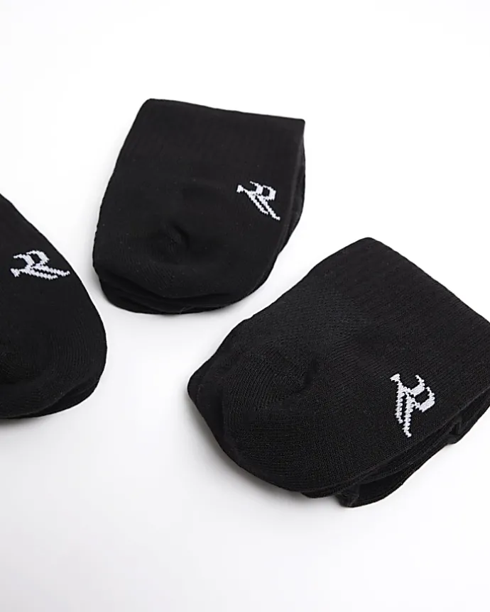 5PK Black Rib Trainer Socks