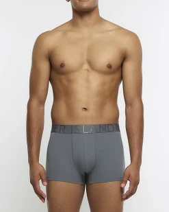 4PK Dark grey cotton stretch trunks