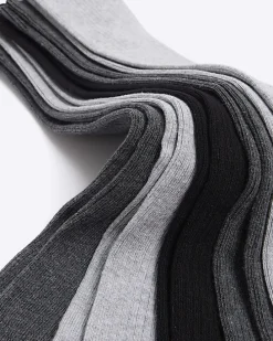 5PK grey ribbed ankle socks