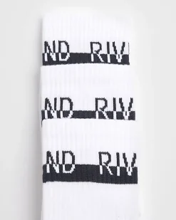 3PK white branded tube socks