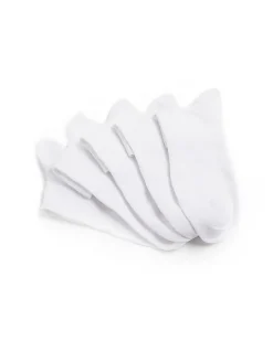 5PK white rib ankle socks