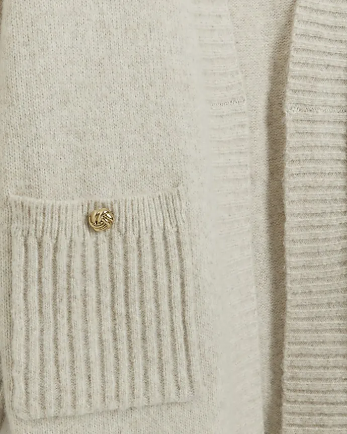 Plus beige knit cardigan
