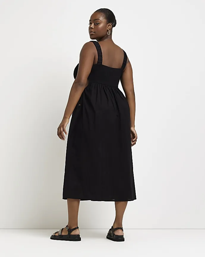 Plus black cut out beach midi dress