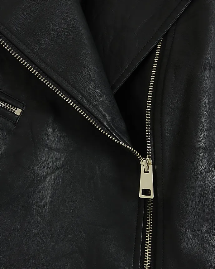 Plus black faux leather biker jacket