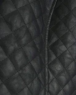 Plus black faux leather quilted blazer
