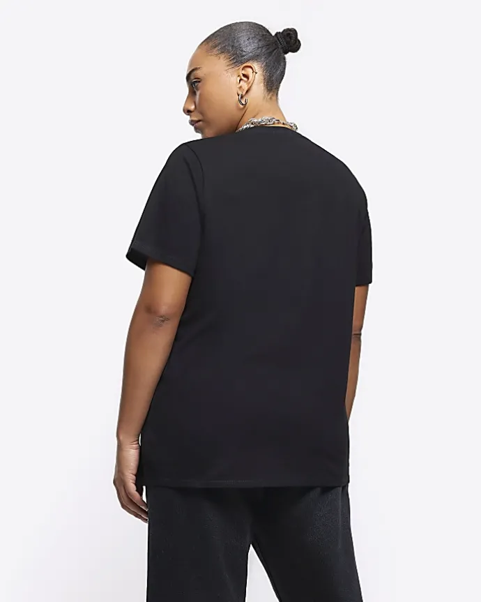 Plus black graphic foil t-shirt