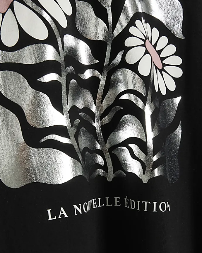 Plus black graphic foil t-shirt