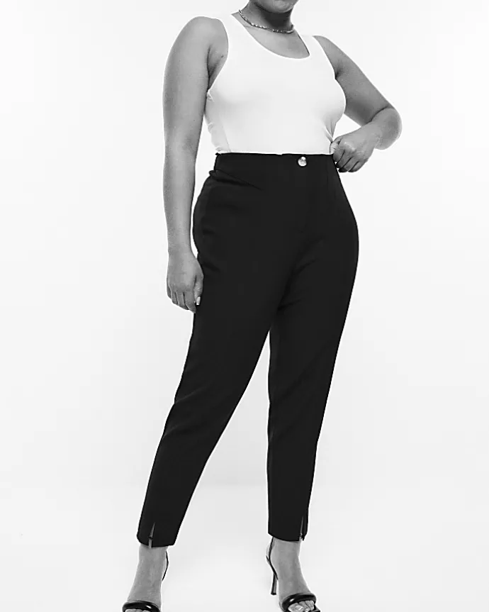 Plus black high waisted cigarette trousers