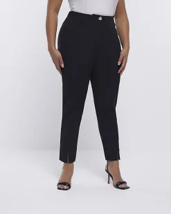 Plus black high waisted cigarette trousers