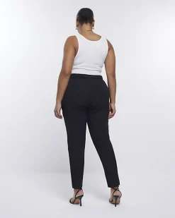 Plus black high waisted cigarette trousers