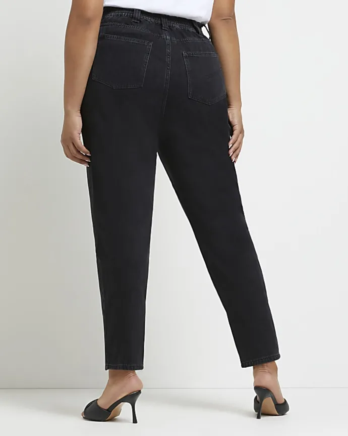 Plus black high waisted mom jeans
