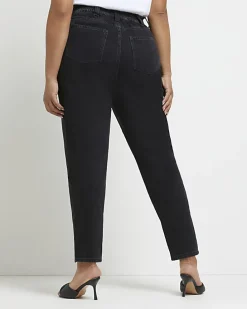 Plus black high waisted mom jeans