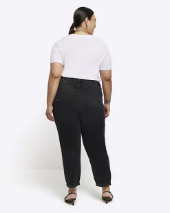Plus black high waisted mom jeans