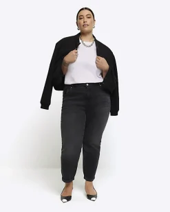 Plus black high waisted mom jeans
