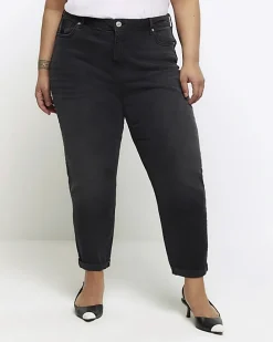 Plus black high waisted mom jeans
