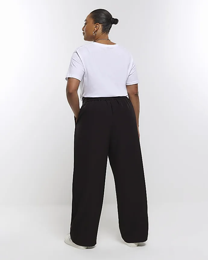 Plus black pleated wide leg trousers