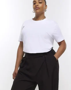 Plus black pleated wide leg trousers