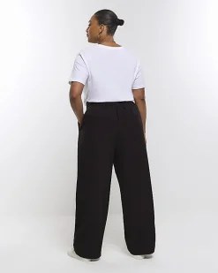 Plus black pleated wide leg trousers