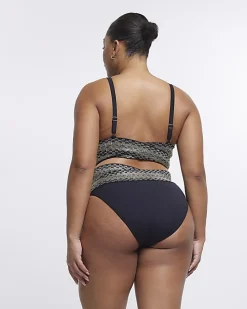 Plus black plunge bikini top