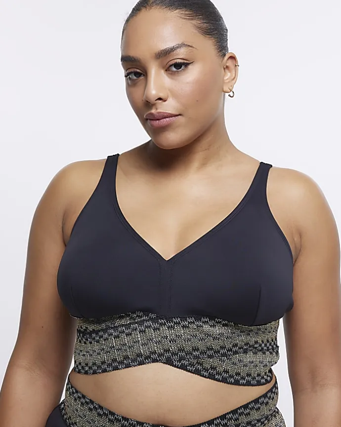 Plus black plunge bikini top