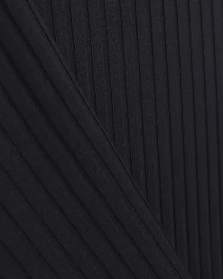 Plus black ribbed scoop neck long sleeve top