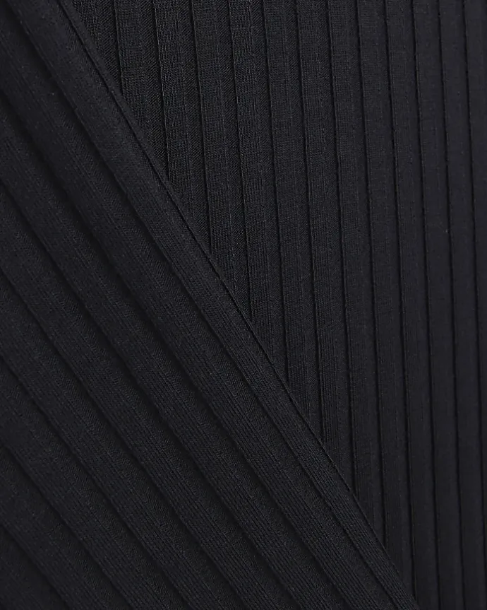 Plus black ribbed scoop neck long sleeve top