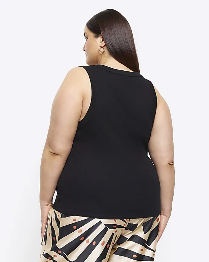 Plus black scoop neck vest top