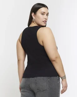 Plus black scoop neck vest top