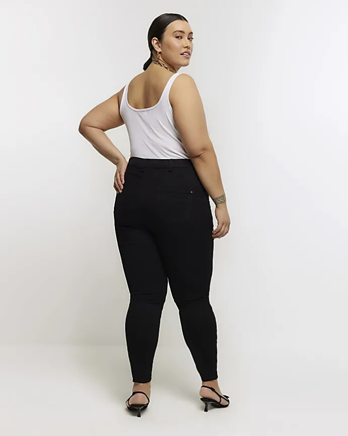 Plus black skinny fit bum sculpt jeans