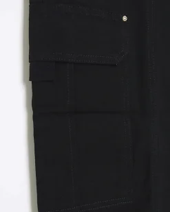 Plus black zip cuffed cargo trousers