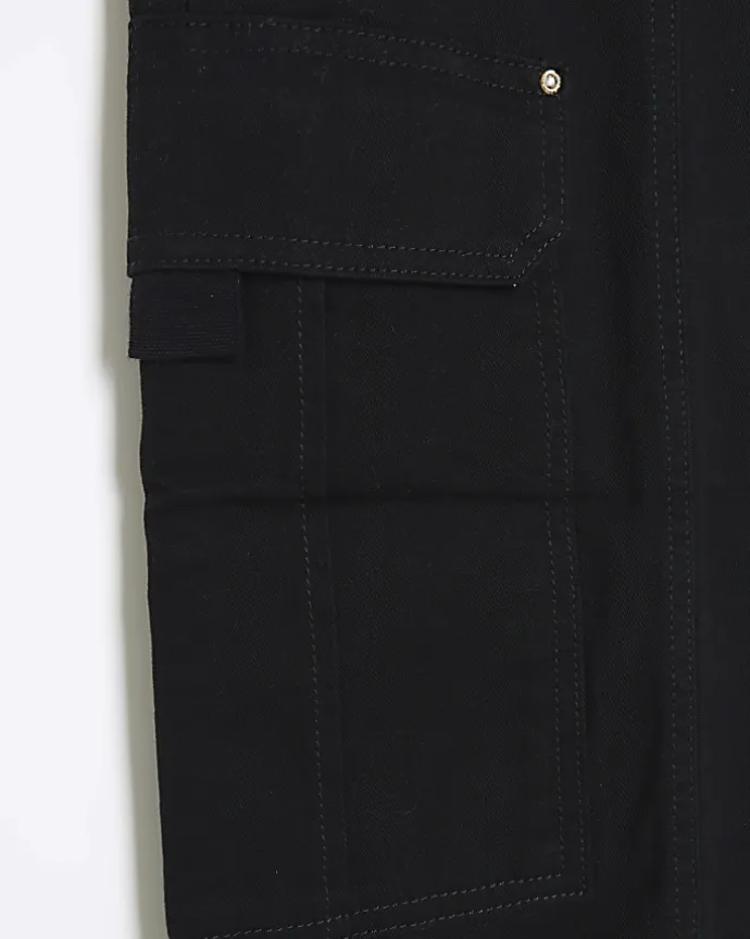 Plus black zip cuffed cargo trousers