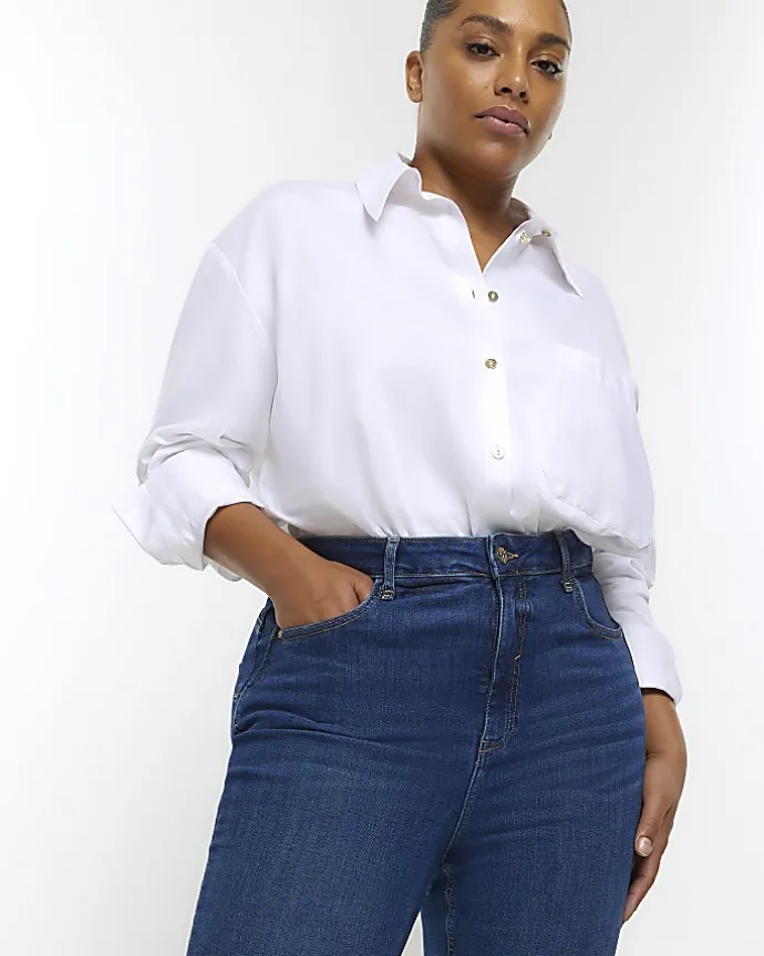 Plus blue high waist bum sculpt skinny jeans